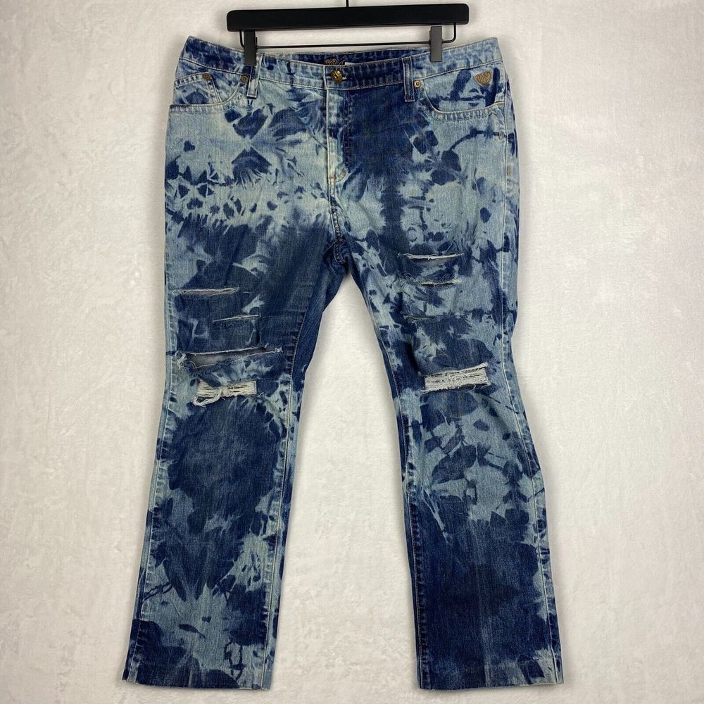 Anisette Jeans Womens Size 18 Tie Dye Denim Pants Pockets